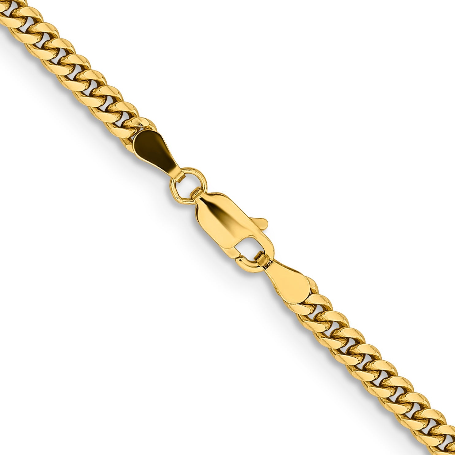 14K Yellow Gold 18 Inch 3.5mm Solid Miami Cuban Link With Lobster Clasp Chain Necklace