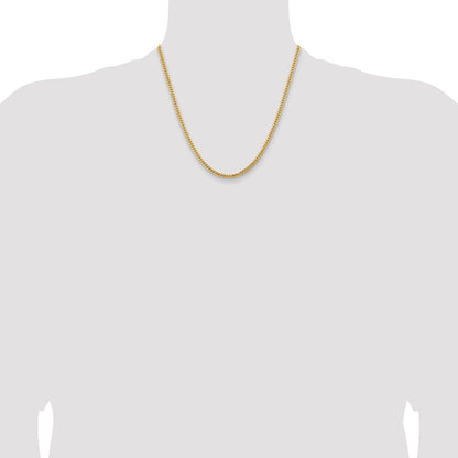 14K Yellow Gold 20 Inch 3.5mm Solid Miami Cuban Link With Lobster Clasp Chain Necklace