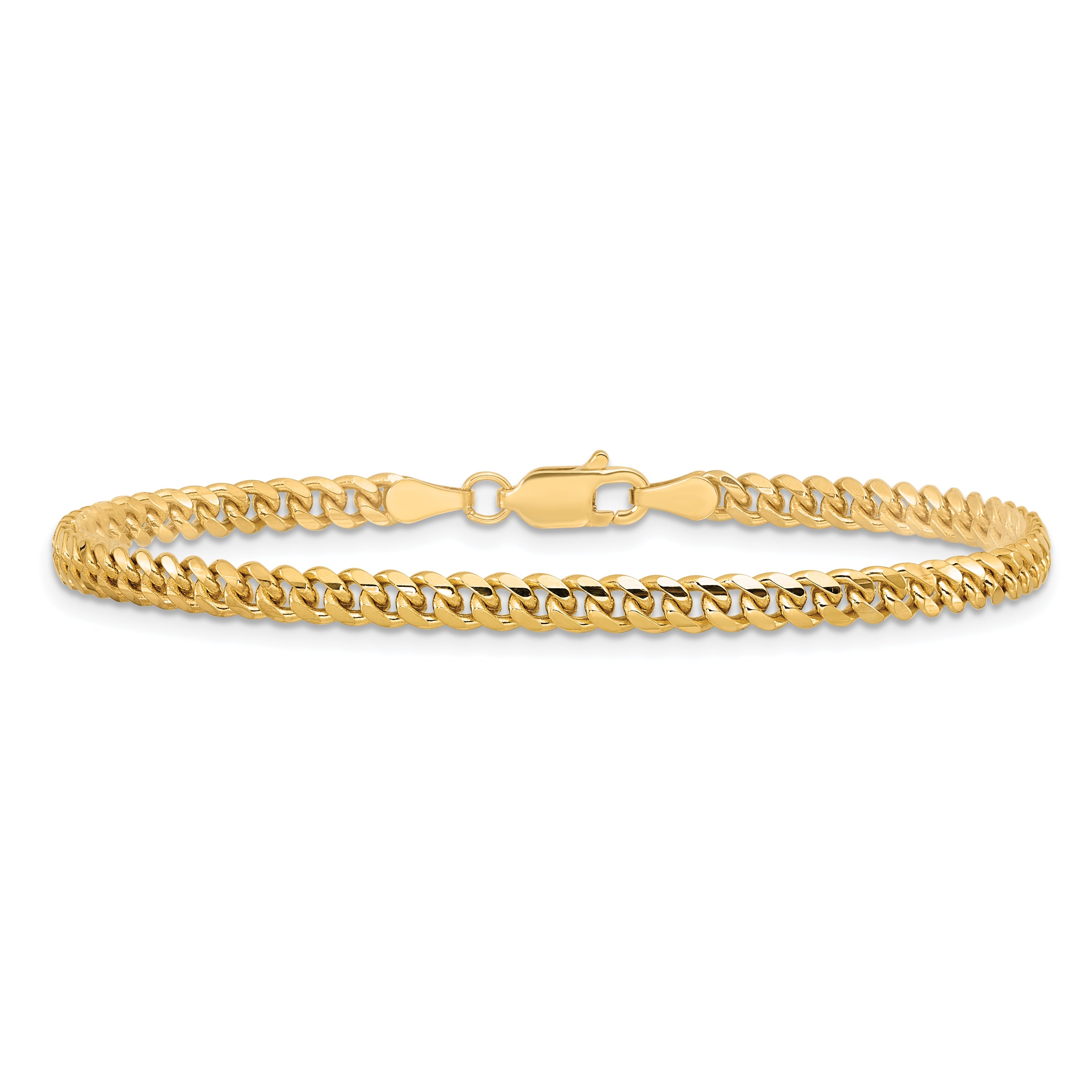 14K Yellow Gold 7 Inch 3.5mm Solid Miami Cuban Link With Lobster Clasp Bracelet