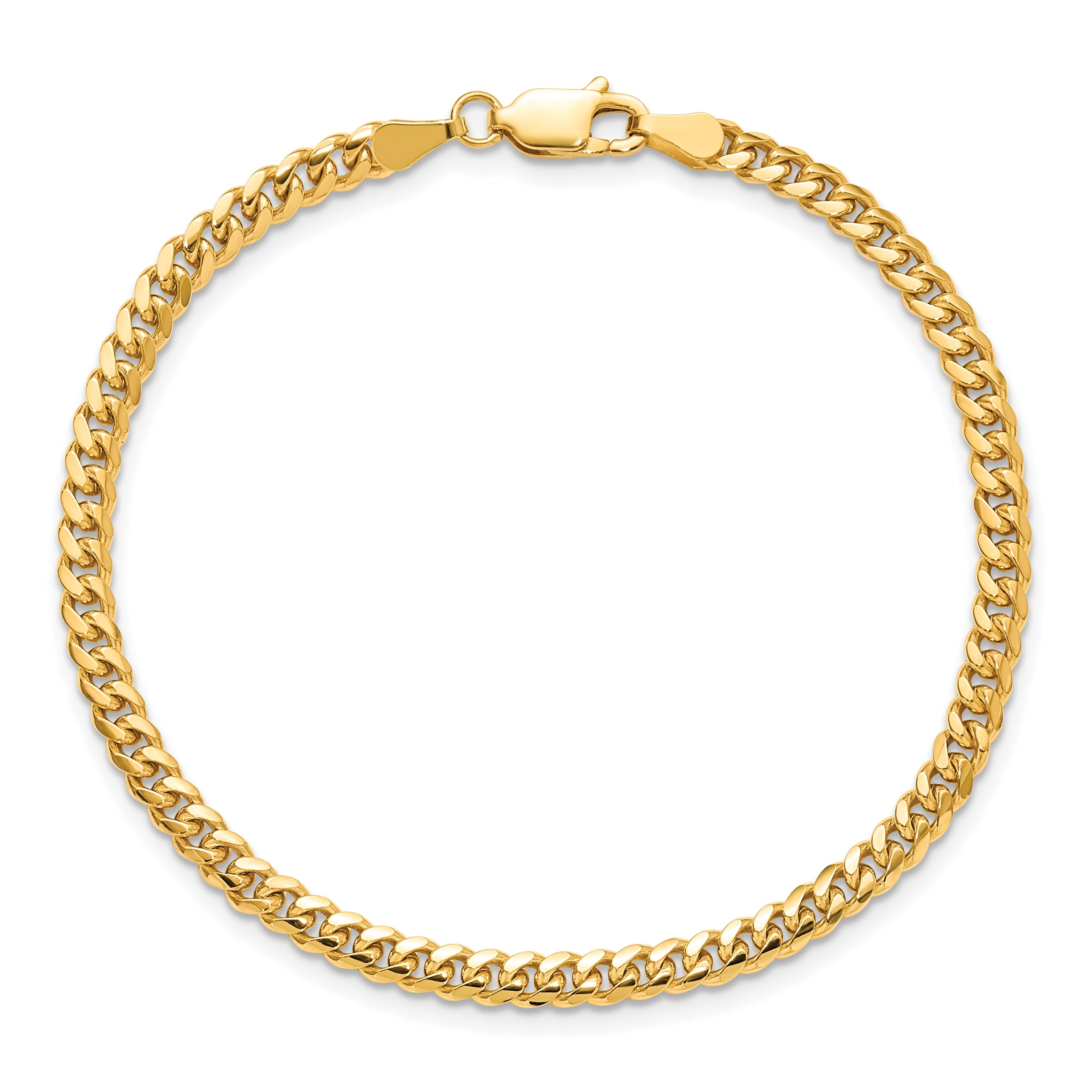 9 Inch 14K 3.5mm Solid Miami Cuban Chain Bracelet