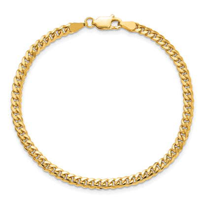 14K Yellow Gold 8 Inch 3.5mm Solid Miami Cuban Link With Lobster Clasp Bracelet