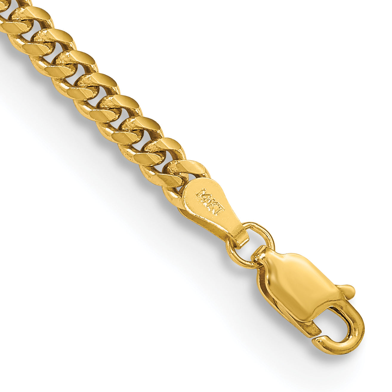 9 Inch 14K 3.5mm Solid Miami Cuban Chain Bracelet