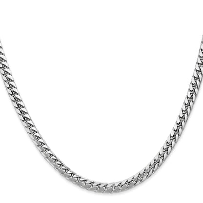 14K White Gold 18 Inch 4.3mm Solid Miami Cuban Link With Lobster Clasp Chain Necklace