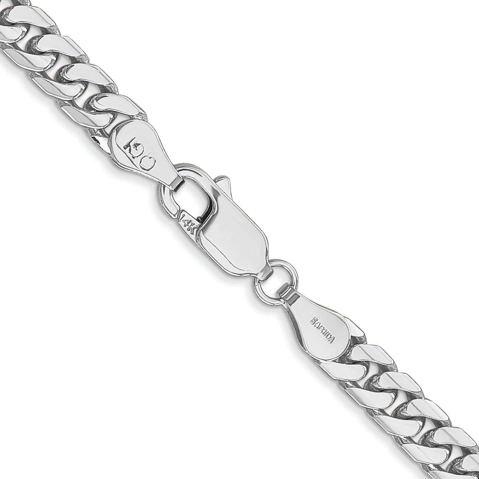 14K White Gold 26 Inch 4.3mm Solid Miami Cuban Link With Lobster Clasp Chain Necklace