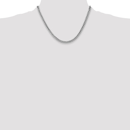 14K White Gold 18 Inch 4.3mm Solid Miami Cuban Link With Lobster Clasp Chain Necklace