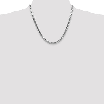 14K White Gold 20 Inch 4.3mm Solid Miami Cuban Link With Lobster Clasp Chain Necklace