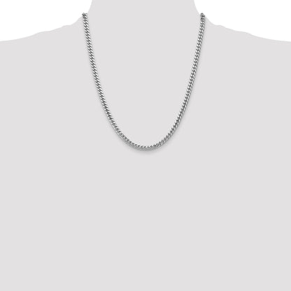 14K White Gold 22 Inch 4.3mm Solid Miami Cuban Link With Lobster Clasp Chain Necklace