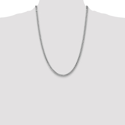14K White Gold 24 Inch 4.3mm Solid Miami Cuban Link With Lobster Clasp Chain Necklace