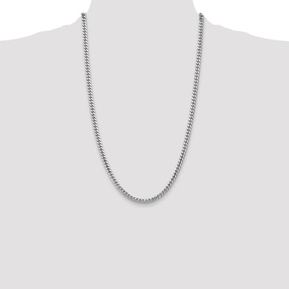 14K White Gold 26 Inch 4.3mm Solid Miami Cuban Link With Lobster Clasp Chain Necklace