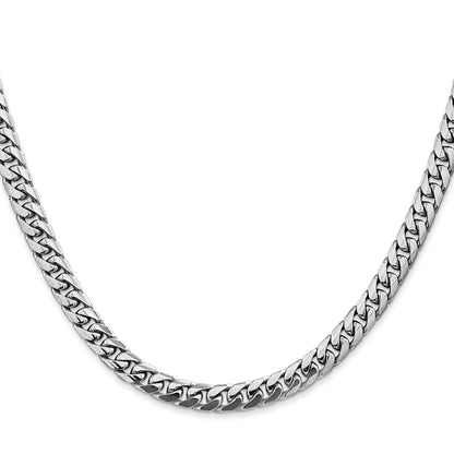 14K White Gold 20 Inch 5mm Solid Miami Cuban Link With Lobster Clasp Chain Necklace