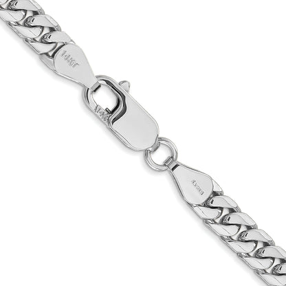 14K White Gold 28 Inch 5mm Solid Miami Cuban Link With Lobster Clasp Chain Necklace