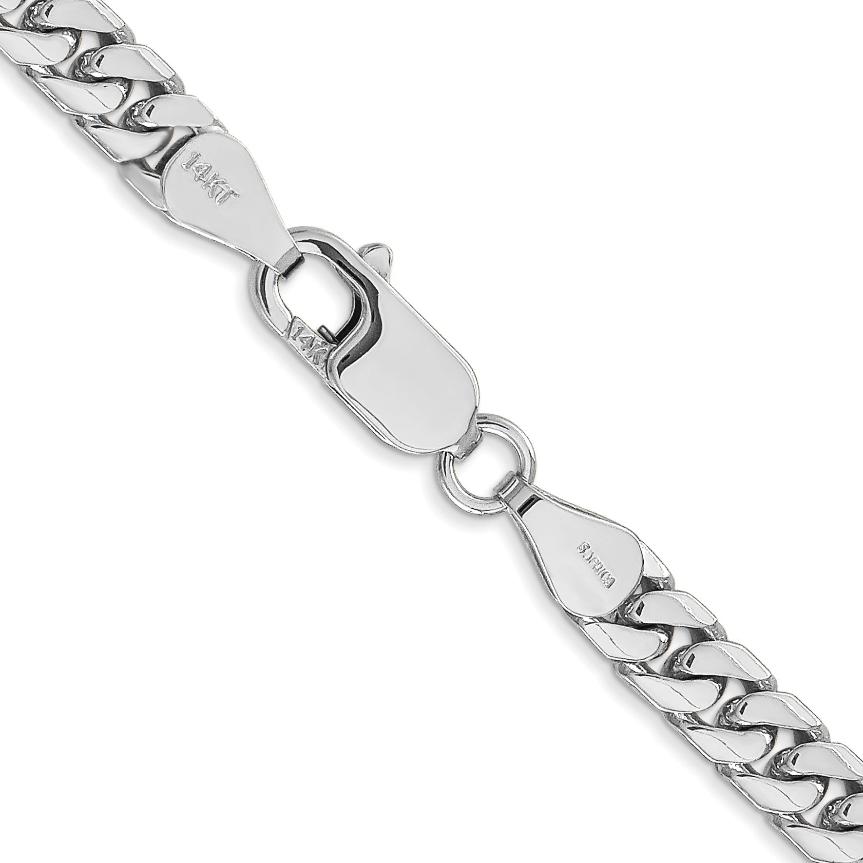 14K White Gold 24 Inch 5mm Solid Miami Cuban Link With Lobster Clasp Chain Necklace