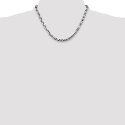 14K White Gold 18 Inch 5mm Solid Miami Cuban Link With Lobster Clasp Chain Necklace