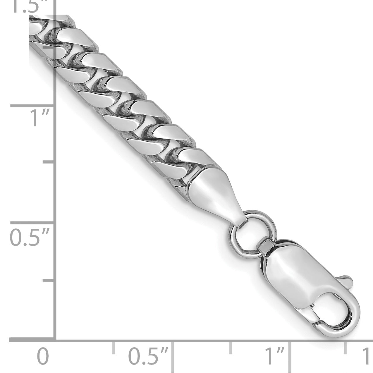 14K White Gold 8 Inch 5mm Solid Miami Cuban Link With Lobster Clasp Bracelet