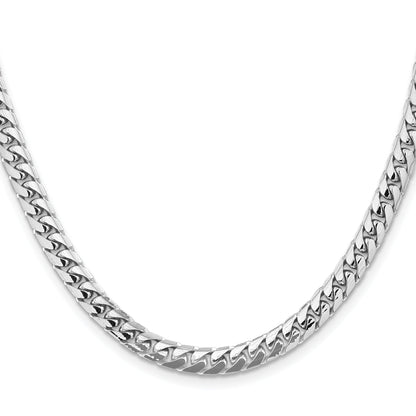 14K White Gold 18 Inch 5.5mm Solid Miami Cuban Link With Lobster Clasp Chain Necklace
