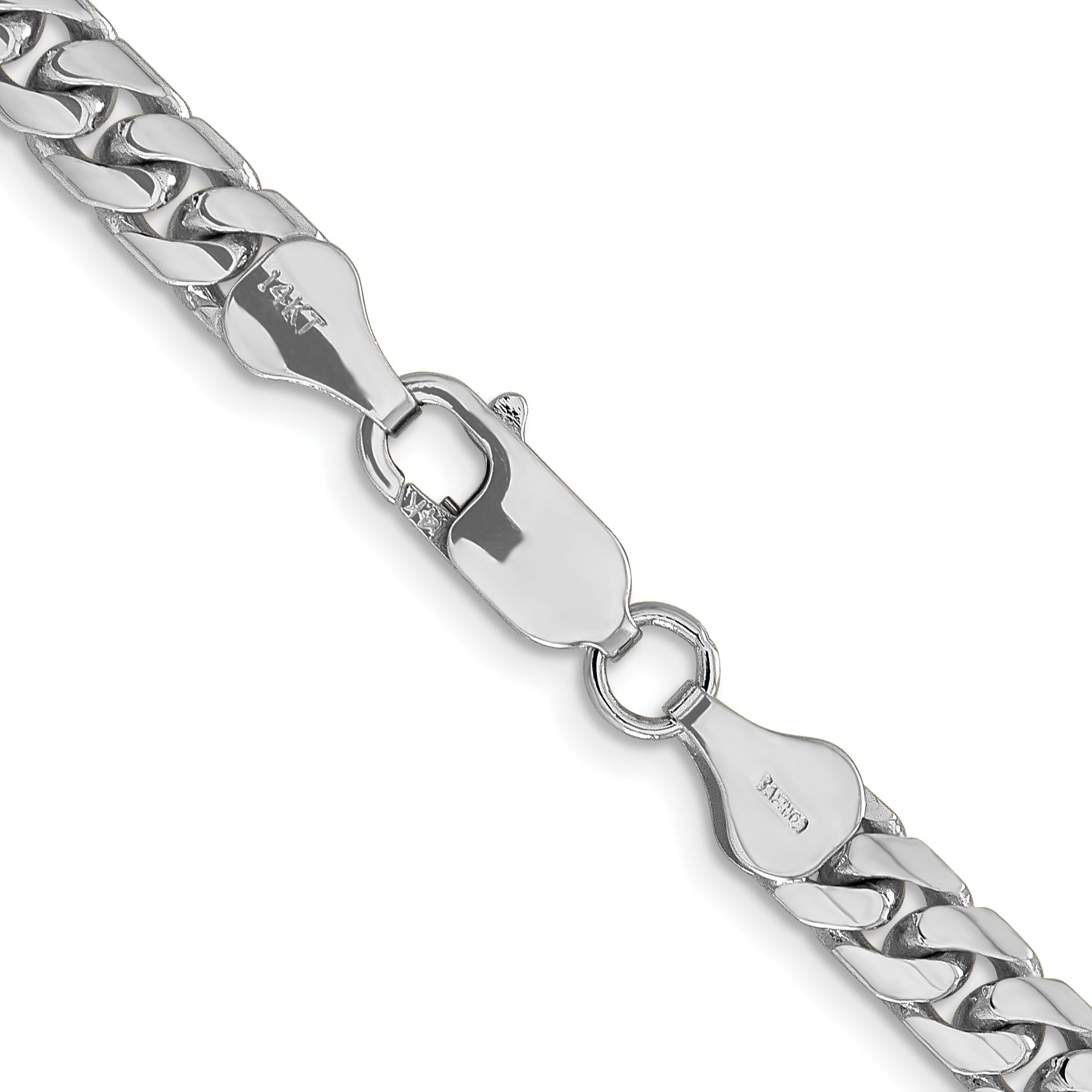 14K White Gold 18 Inch 5.5mm Solid Miami Cuban Link With Lobster Clasp Chain Necklace