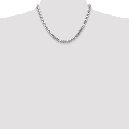 14K White Gold 18 Inch 5.5mm Solid Miami Cuban Link With Lobster Clasp Chain Necklace