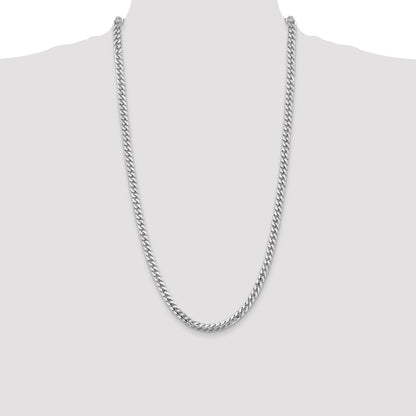 14K White Gold 28 Inch 5.5mm Solid Miami Cuban Link With Lobster Clasp Chain Necklace
