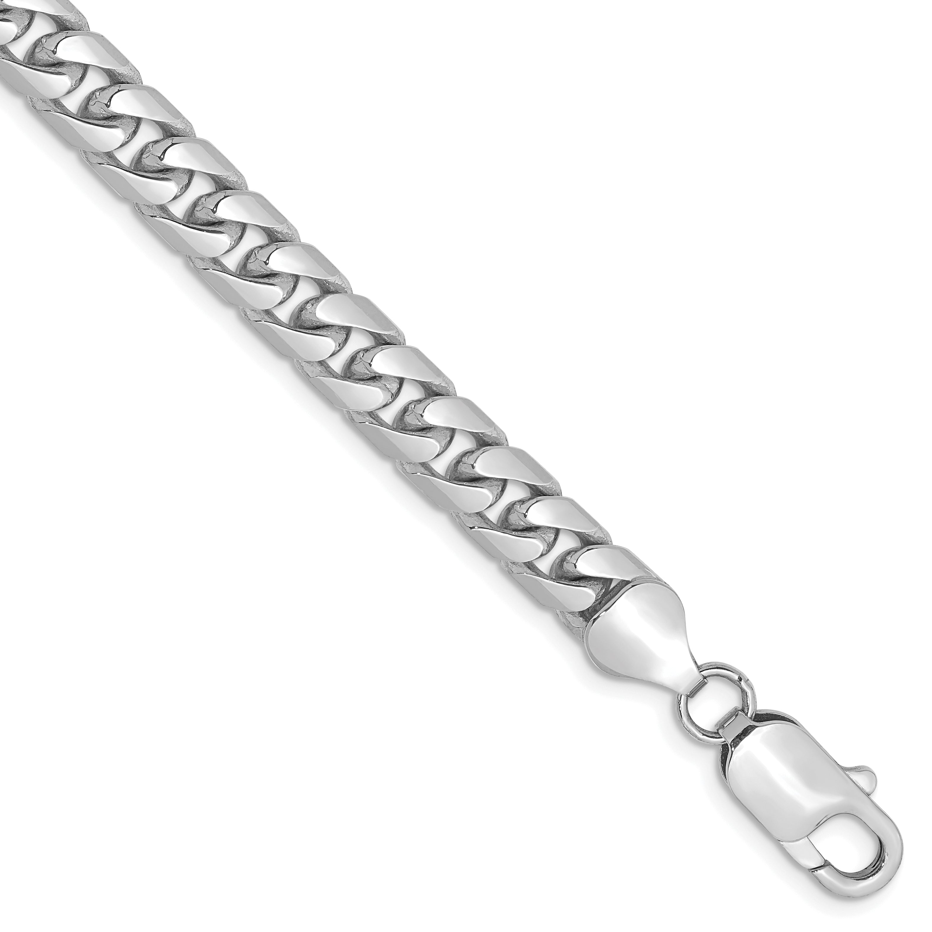 9 Inch 14K White Gold Wg 6.25mm Solid Miami Cuban Chain Bracelet