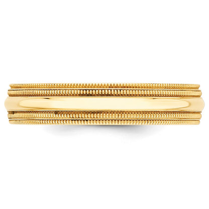 14k Yellow Gold 5mm Double Milgrain Comfort Fit Wedding Band Ring