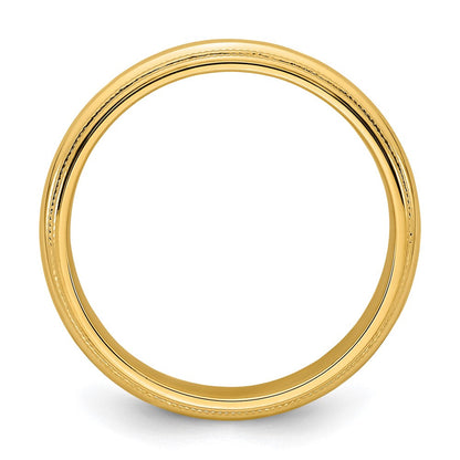 14k Yellow Gold 6mm Double Milgrain Comfort Fit Wedding Band Ring