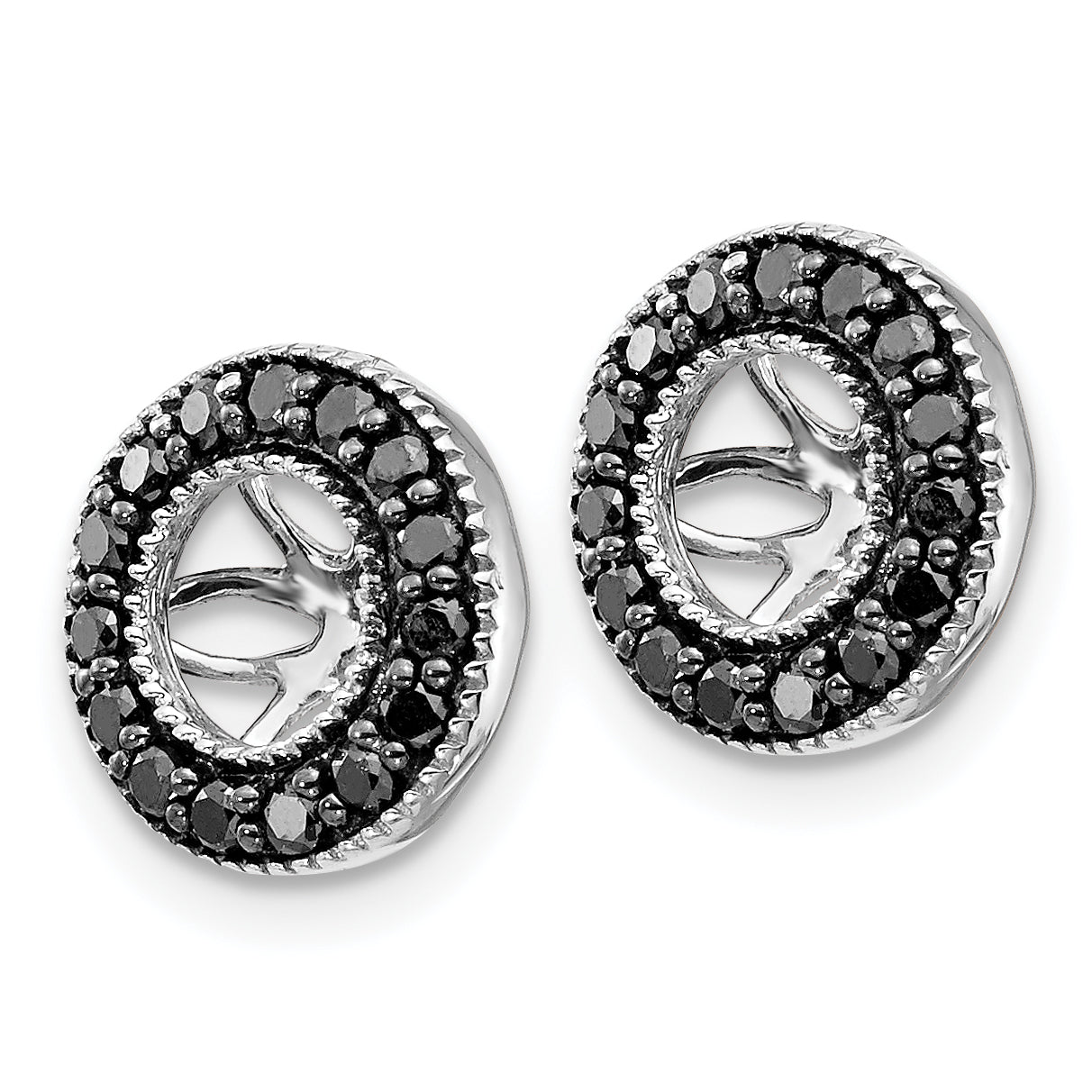 14K White Gold 1/4Ct Black Diamond Earring Jackets