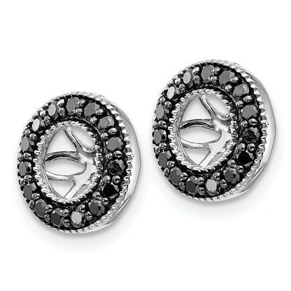 14K White Gold 1/4Ct Black Diamond Earring Jackets