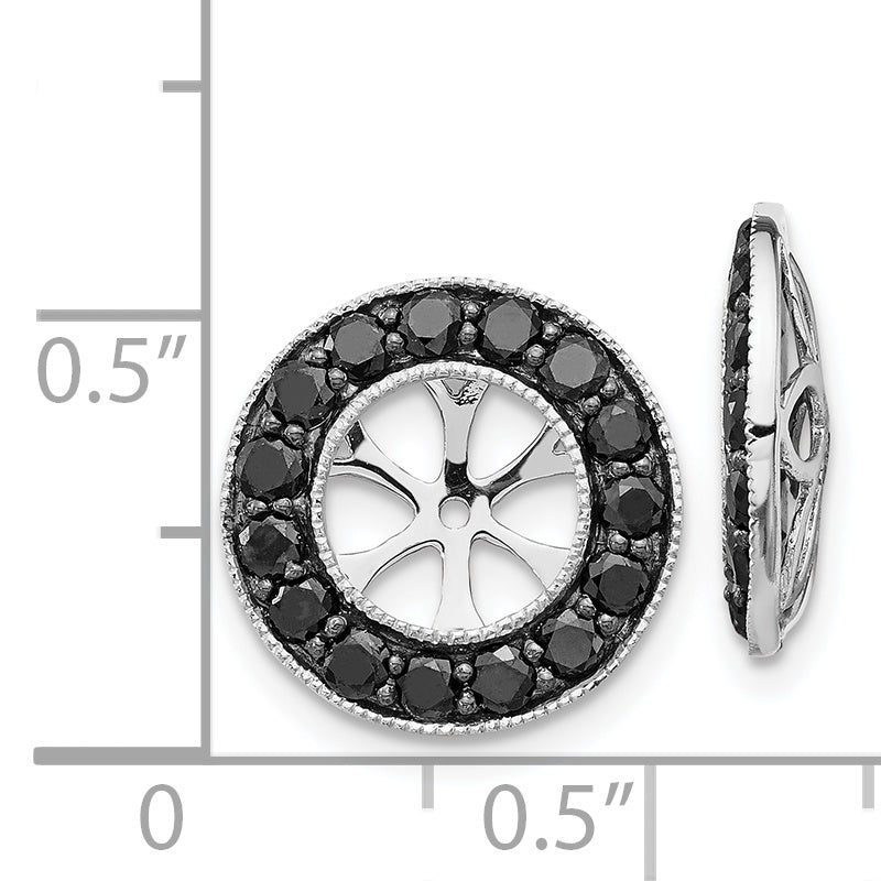 14K White Gold 1Ct Black Diamond Earring Jackets