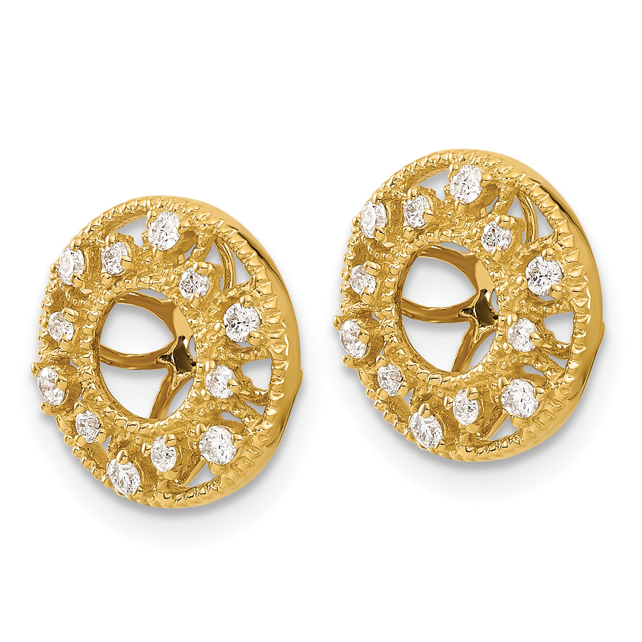14K Yellow Gold Fancy Diamond Earring Jackets