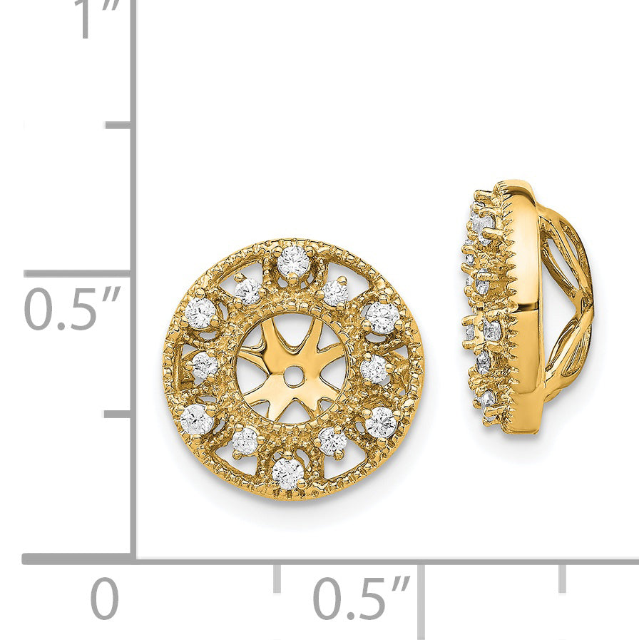 14K Yellow Gold Fancy Diamond Earring Jackets