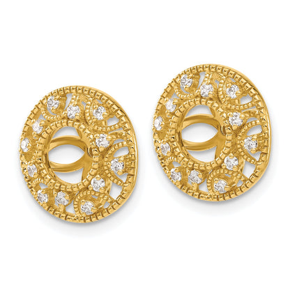 14K Yellow Gold Fancy Diamond Earring Jackets