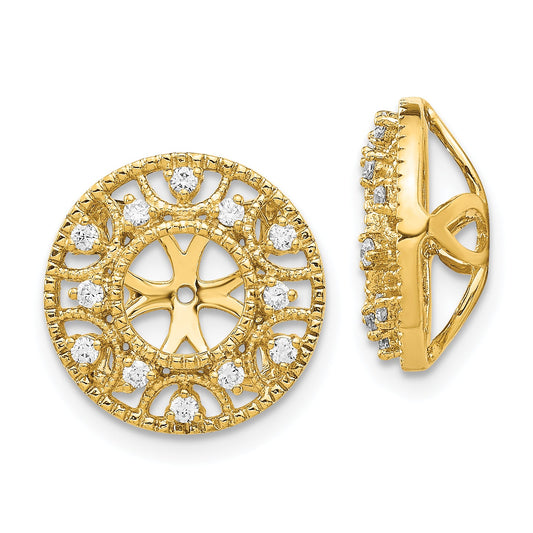 14K Yellow Gold Fancy Diamond Earring Jackets