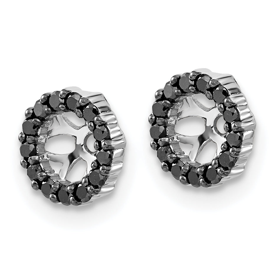 14K White Gold Black Diamond Earring Jackets