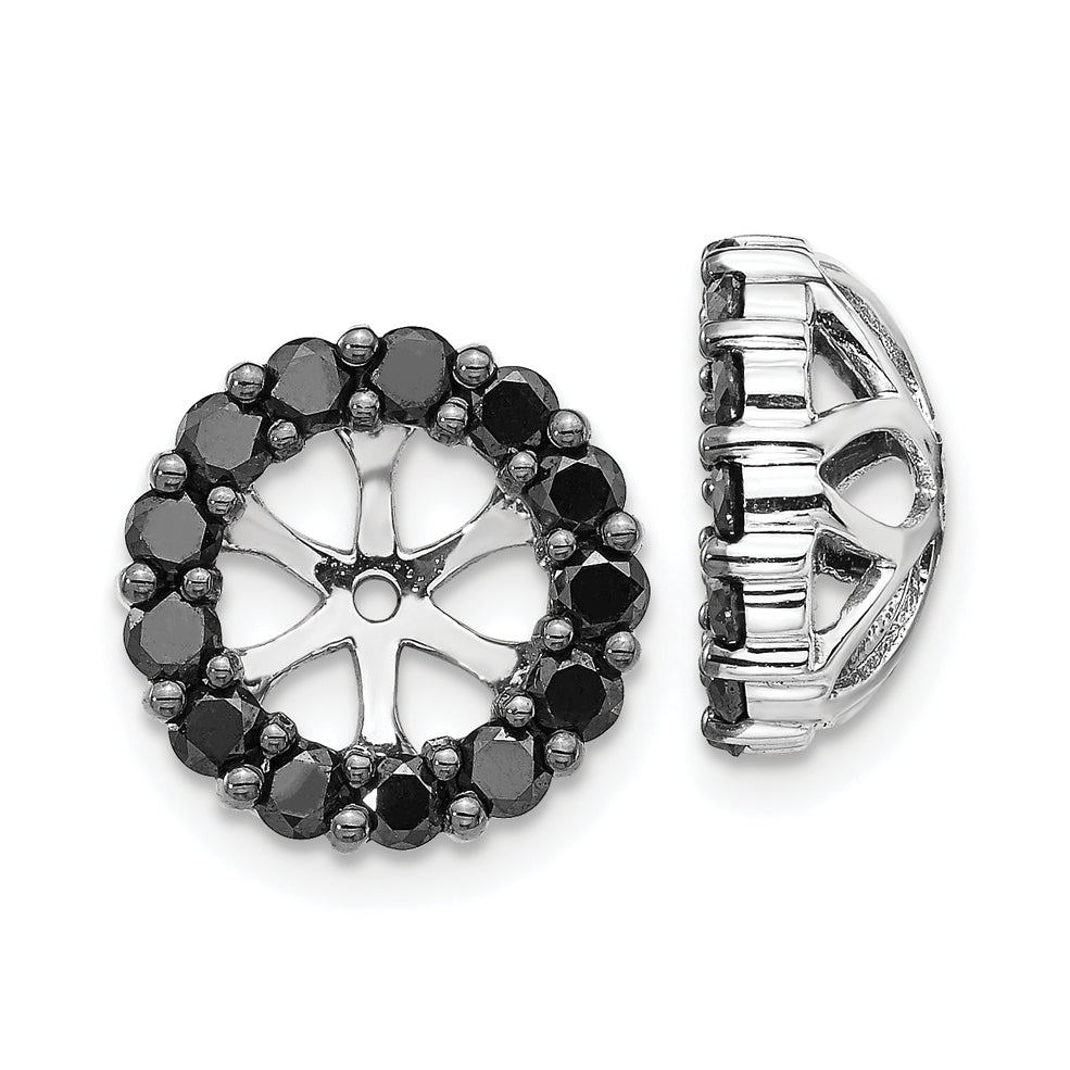 14K White Gold Black Diamond Earring Jackets
