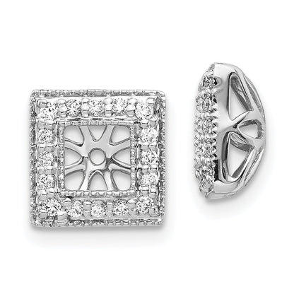 14K White Gold Diamond Square Jacket Earrings