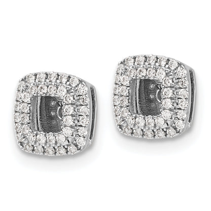 14K White Gold Diamond Square Earring Jackets