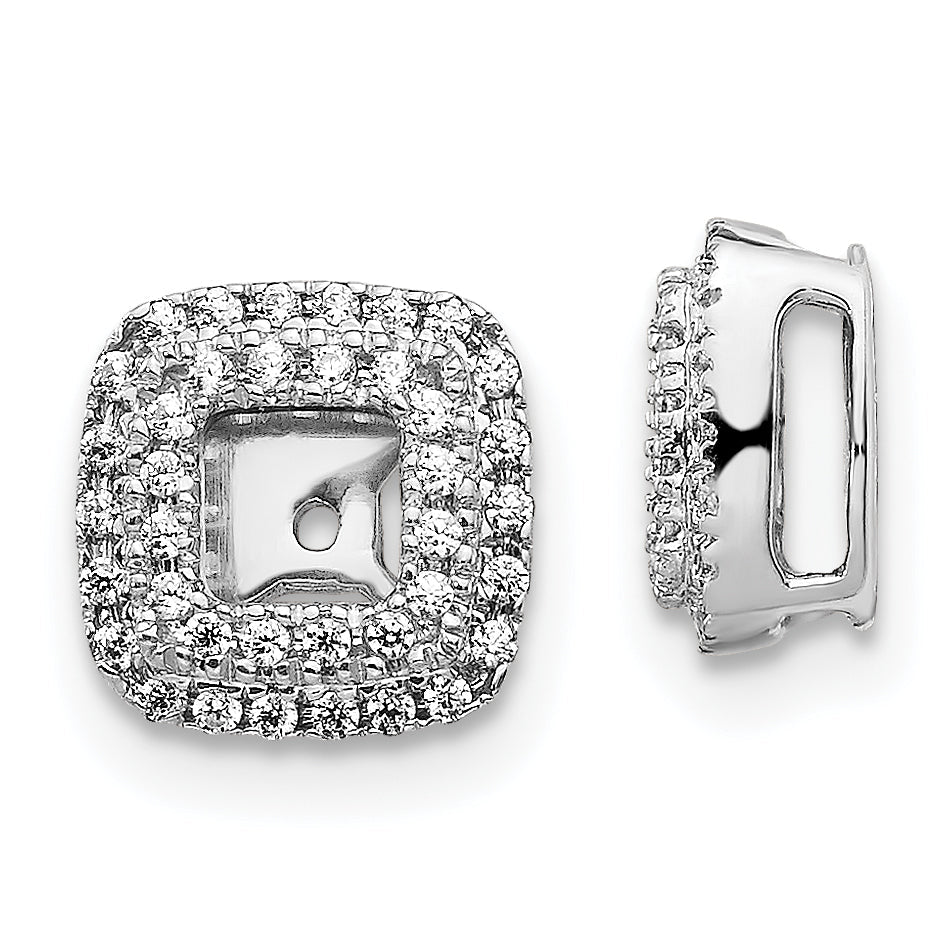 14K White Gold Diamond Square Earring Jackets