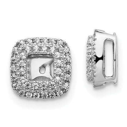 14K White Gold Diamond Square Earring Jackets