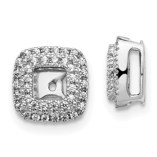14K White Gold Diamond Square Earring Jackets