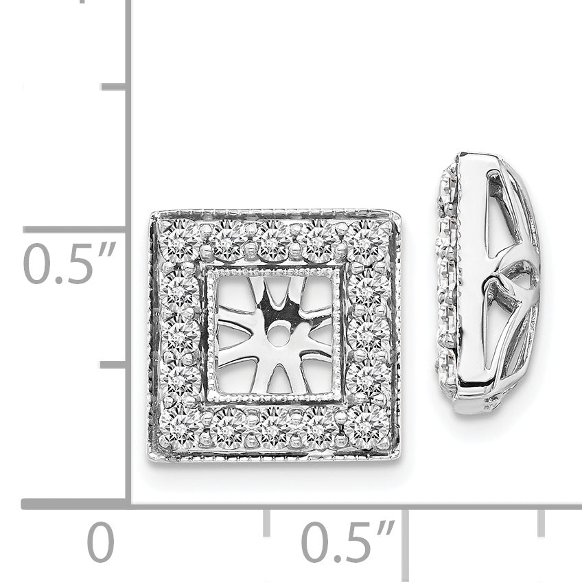 14K White Gold Diamond Square Jacket Earrings
