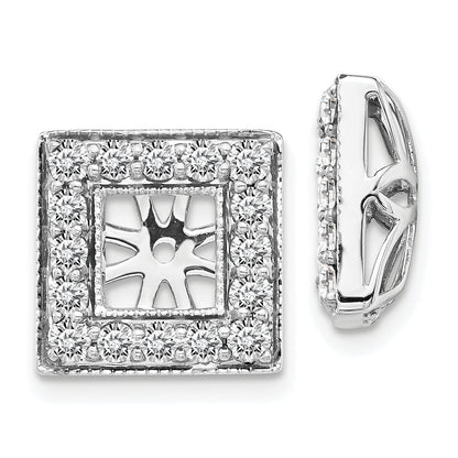 14K White Gold Diamond Square Jacket Earrings