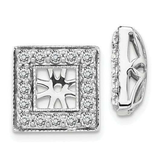 14K White Gold Diamond Square Jacket Earrings