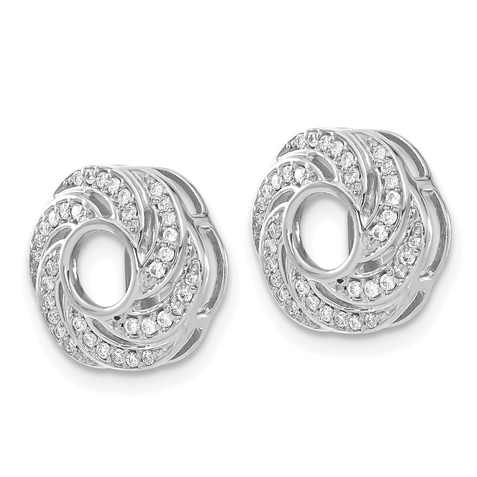 14K White Gold Swirl Diamond Jacket Earrings