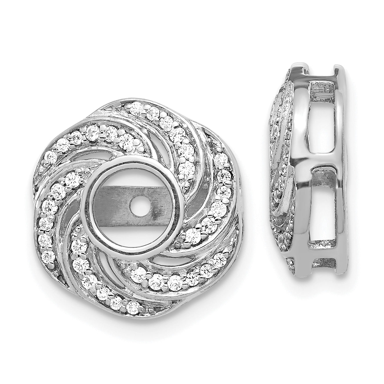 14K White Gold Swirl Diamond Jacket Earrings