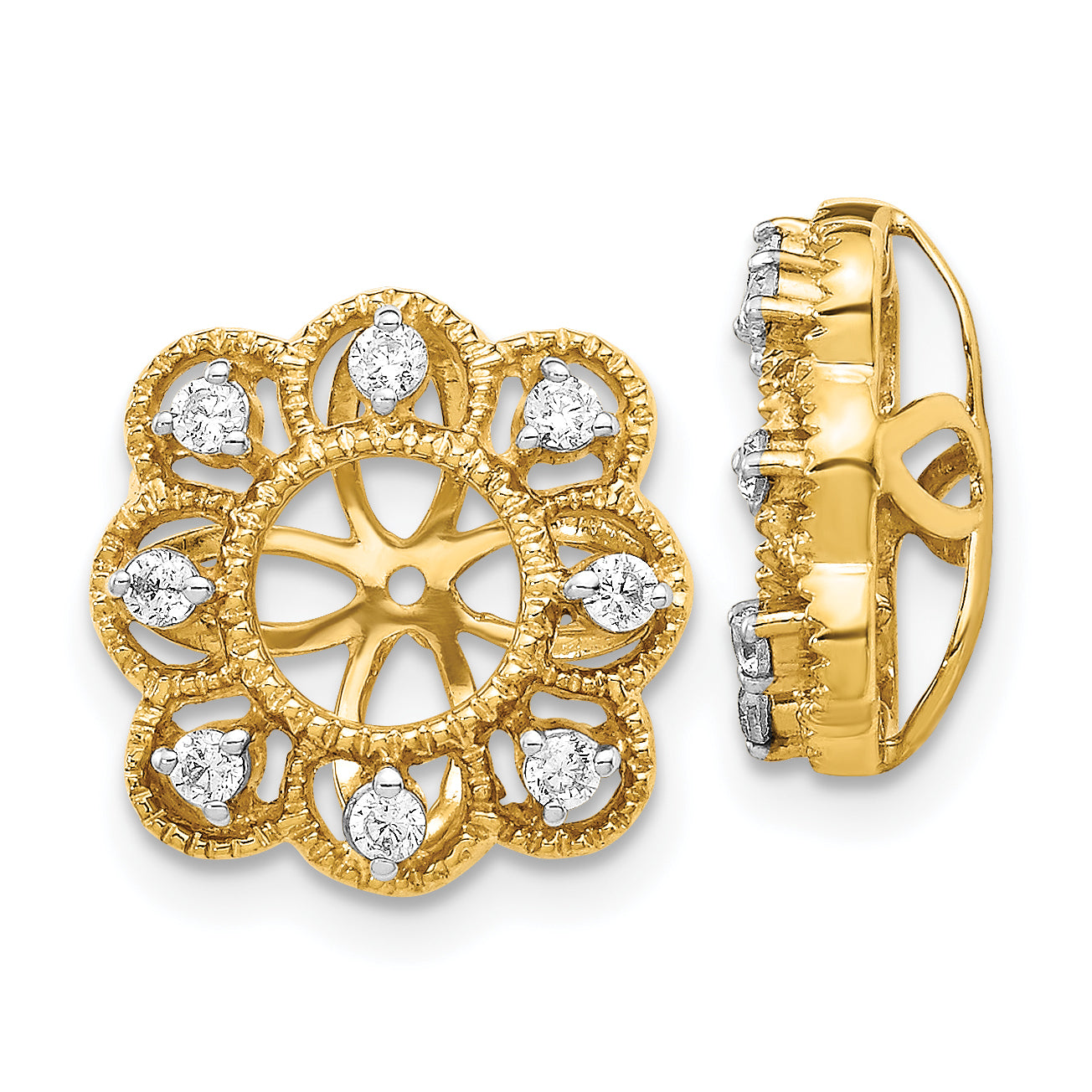 14K Yellow Gold Fancy Diamond Earring Jackets