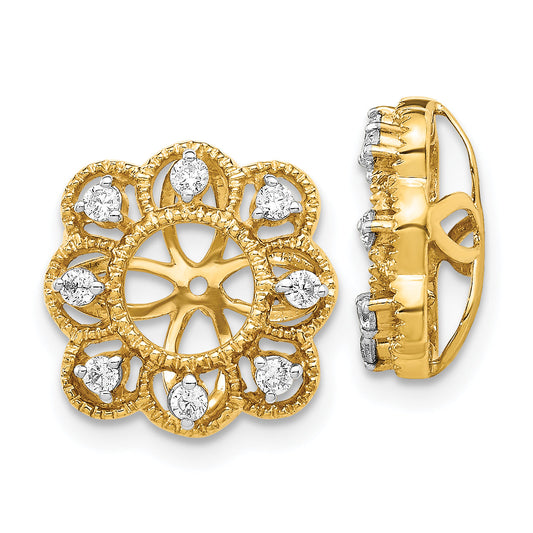 14K Yellow Gold Fancy Diamond Earring Jackets