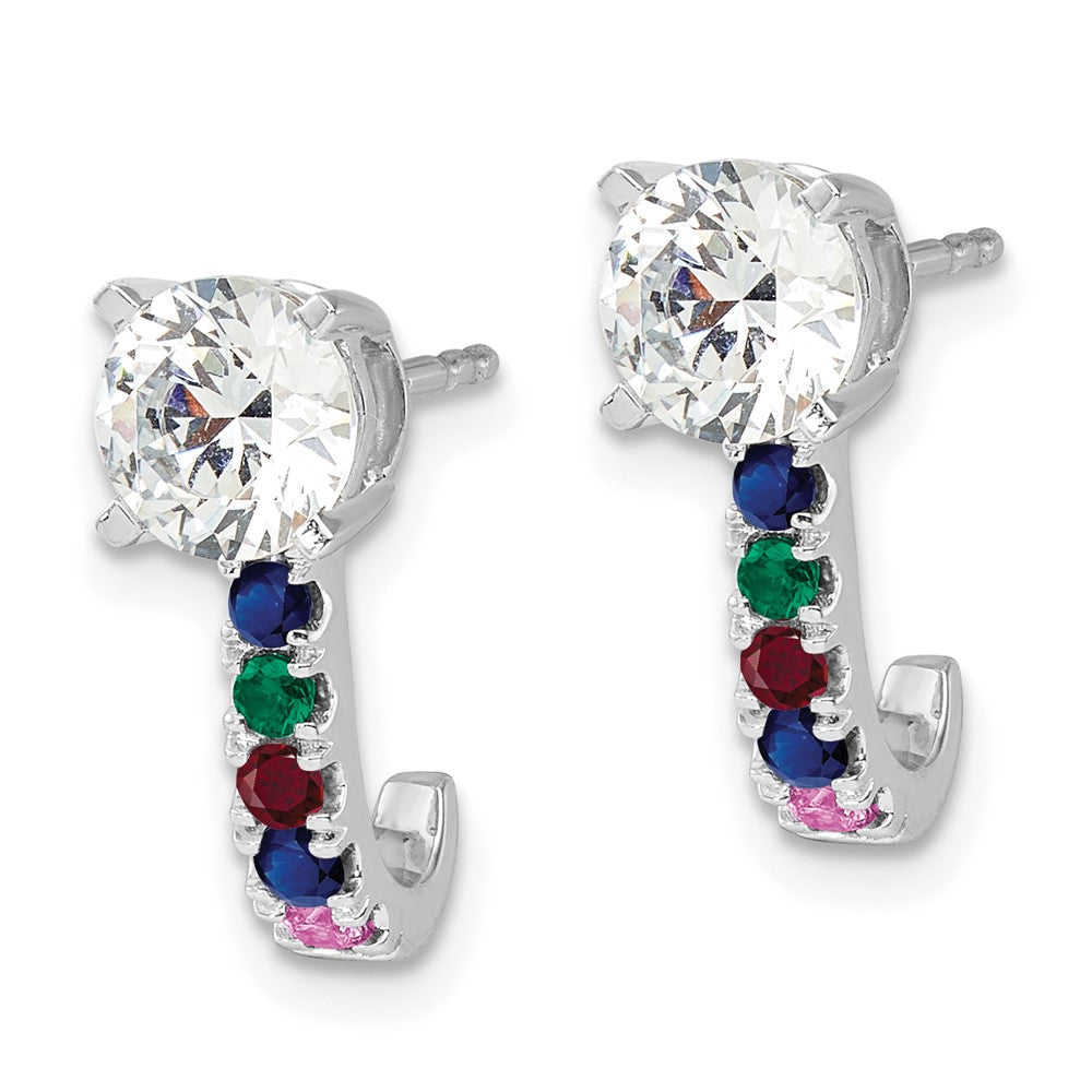 14k White Gold Multi Gemstone Earrings