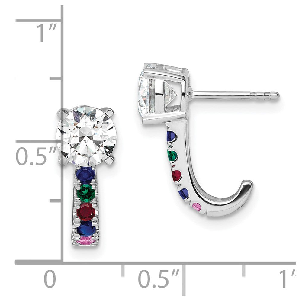 14k White Gold Multi Gemstone Earrings