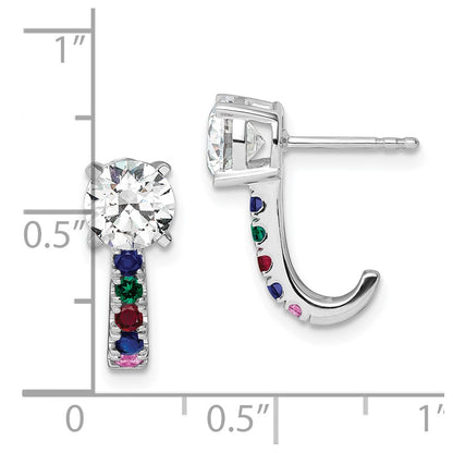 14k White Gold Multi Gemstone Earrings