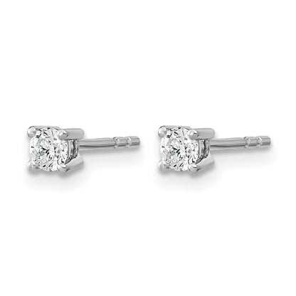 14k White Gold 1/10 ctw Lab Grown Diamond VS/SI+ G+ Round 4 Prong Heavy Wt. Stud Earrings